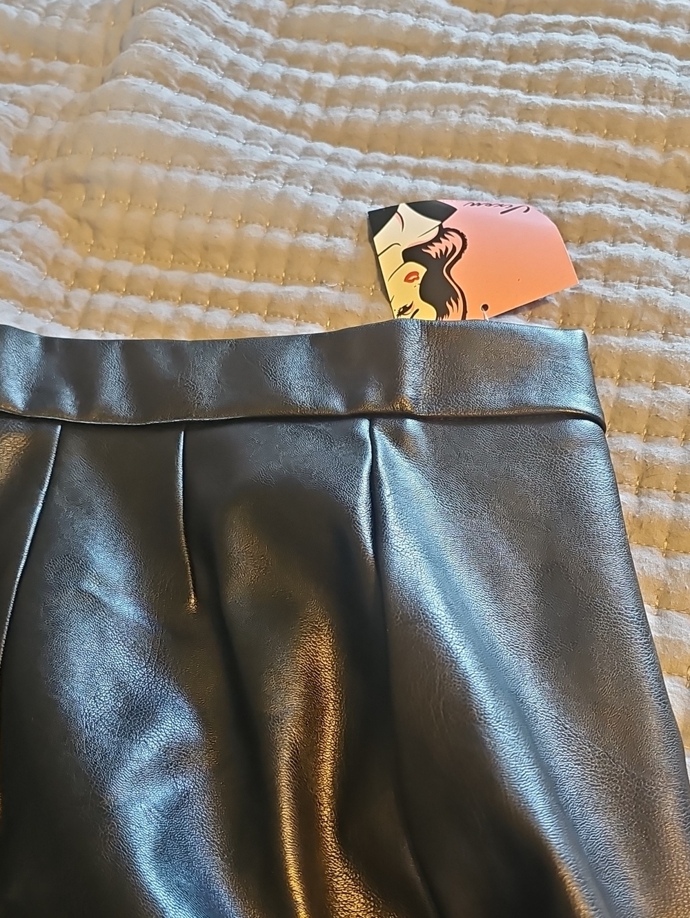 Vixen by Micheline Pitt Size L Faux Vegan Leather Skirt NWT - Picture 4 of 5